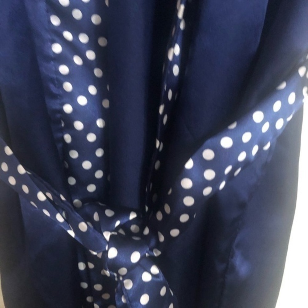 Adonna Navy Polk A Dot Robe - Picture 2 of 4
